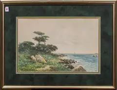 Coastal Landscape by Raphael Senseman, watercolor, sold Jun 2024