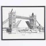 Lithograph on Paper by Tower Bridge, A black and white drawing lithograph on paper depicting the, sold Dec 2024