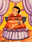 Seated Girl with Bird by Jose Maria de Servin, Watercolor on Paper, sold Sep 2025