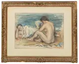 Nude Figures on the Beach by Josef Foshko, Watercolor on Paper, sold Sep 2025