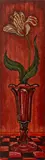 Still Life Scene with Red and White Striped Zebra Iris by Kenneth Cox, Oil painting, sold Sep 2025