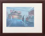 Counsel Approaching the Bench by Jeff Leedy, 2001, oil pastel painting, sold Sep 2025