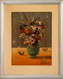 Symbolist Flower Study by A. Lioton, Oil on Canvas, sold Sep 2025