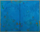 Abstract Composition in Blue by Robert O'Meara, Oil on Canvas, sold Oct 2025