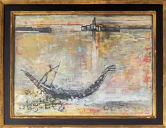 Gondolas in Venice by Francoise Gaime Gilot, Gouache on Arches Paper, sold Oct 2025
