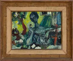 Woman with Flower by Zygmunt Menkes, Oil on Panel, sold Oct 2025