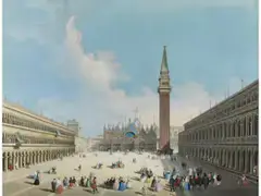Venedig – Piazza san Marco Vista Dalla Chiesa di san Geminiano by Giuseppe Bernardino Bison, tempera, sold Jun 2026