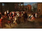 Die Sieben Werke der Barmherzigkeit by Frans Francken, oil on canvas, offered Mar 2015