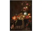Stillleben mit Früchten und Blumen in Einer Chinavase by Jan Frans van Son, oil on canvas, offered Mar 2015