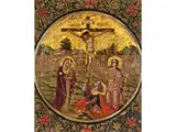 Christus am Kreuz mit Maria, Johannes und Magdalena by Teodoro Pulakis, tempera, offered Dec 2025