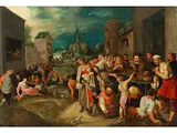 Die Armenspeisung by Frans Francken d. J., oil on panel, sold Dec 2019
