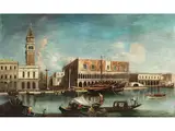 Venedig, Ansicht des Markusbeckens mit dem Dogenpalast by Francesco Albotto, oil on canvas, sold Sep 2025