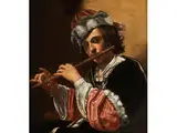 Bildnis Eines Flötenspielers by Italienischer Caravaggist des 17. Jahrhunderts, oil on canvas, offered Dec 2018