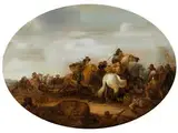 Schlachtenszene mit Attackierenden Reitern by Jan Martszen d. J., oil, offered Jun 2016