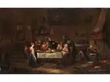 Inneres Einer Bauernwirtschaft by Egbert van Heemskerck d. J., oil on canvas, offered Mar 2021