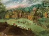Reigentanz auf Weitem Dorfanger by Pieter Brueghel d. J., oil on panel, offered Dec 2024
