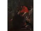 Die Begegnung der Beiden Kirchenheiligen Carlo Borromeo und Filippo Neri by Alessandro Magnasco, oil on canvas, sold Dec 2018