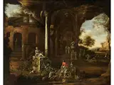 Blick auf Eine Römische Landschaft mit Ruinen by Mathias Calzetti Withoos, oil on canvas, offered Jun 2019