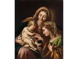 Die Mystische Vermählung der Heiligen Katharina mit dem Jesuskind by Agostino Masucci, oil on canvas, sold Mar 2024