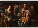 Christus und die Ehebrecherin by Paolo Domenico Finoglia, oil on canvas, sold Sep 2016