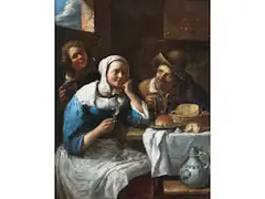 In der Taverne by Gillis van Tilborgh d. J., oil on canvas, sold Mar 2023