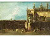 Venedig, Blick auf den Dogenpalast und die Biblioteca Nazionale by Giacomo Guardi, oil on canvas, offered Jun 2023