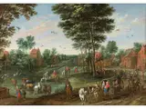 Dorflandschaft mit Reicher Figurenstaffage by Jan Frans van Bredael d. Ä., 1686 Antwerpen – 1750 ebenda, oil on canvas, sold Mar 2026