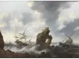 Mit Schiffen auf Stark Bewegter see by Jacob Adriaensz Bellevois, oil on panel, sold Mar 2023