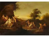 Das bad der Jagdgöttin Diana by Cornelis van Poelenburgh, oil, offered Sep 2024