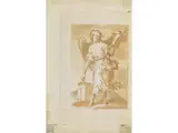 Engel mit Laterne und Schwert by Bartolomé Esteban Murillo, pen and ink, sold Sep 2025