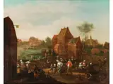 Feiernde Bauern auf Einem Grossen Marktplatz by Pieter van Bredael, oil on panel, offered Jun 2023