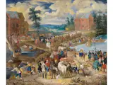 Marktszene by Peeter Gysels, oil on canvas, sold Jun 2024