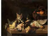 Die Räuberische Katze by Pieter Boel, oil on canvas, sold Mar 2026