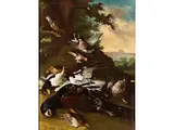 Jagdstillleben mit Vögeln by Philipp Ferdinand de Hamilton, oil on canvas, offered Jun 2024