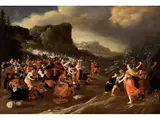 Moses Teilt das Rote Meer by Hans Jordaens III, oil on panel, offered Mar 2022