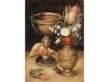Miniatur-stillleben by Hendrik van der Borcht d. Ä., oil on copper, sold Jun 2022