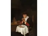 Alte Dame Beim Tischgebet by Quiringh van Brekelenkam, oil on panel, offered Mar 2024