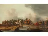 Schlachtenszene auf Einer Brücke by Jan Jansz. van der Stoffe, oil on panel, offered Apr 2020