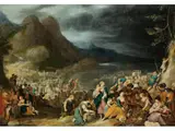 Moses und das Meereswunder by Hans Jordaens III, oil on panel, sold Sep 2021