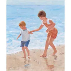 Beach Day by Gunnar Anderson, oil on board, sold Jun 2024