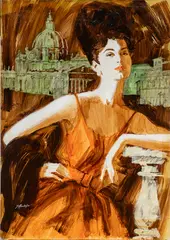 Portrait of a Lady by Ed Diffenderfer, acrylic on board, sold Jun 2024