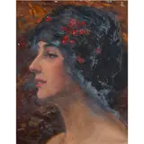 Portrait of a Woman in Profile by William Edgar Spader, oil on board, sold Jun 2024