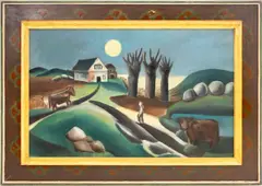 Farm by Benjamin Kopman, circa 1920, Oil on Canvas, sold Oct 2025