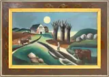 Farm by Benjamin Kopman, circa 1920, Oil on Canvas, sold Oct 2025