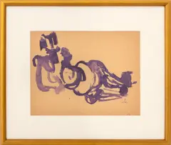 Abstract Reclining Nude Figure by Peter Agostini, Watercolor on Paper, sold Oct 2025