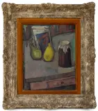 Still Life Scene of Pears and Jar by George Rene Sinicki, Oil on Canvas, sold Oct 2025