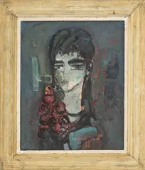 Stylized Portrait by Zvi Meirovich, Oil on Canvas, sold Oct 2025