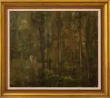 Figures Amongst a Forest Landscape Scene by Edward Adam Kramer, Oil on Canvas, sold Oct 2025