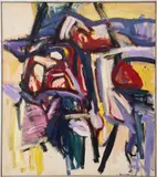 Abstract Expressionist Composition in Purple by Adrienne Bordes, 1965, Oil on Canvas, sold Oct 2025
