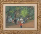 Picnic Scene by Josef Foshko, Watercolor on Paper, sold Oct 2025